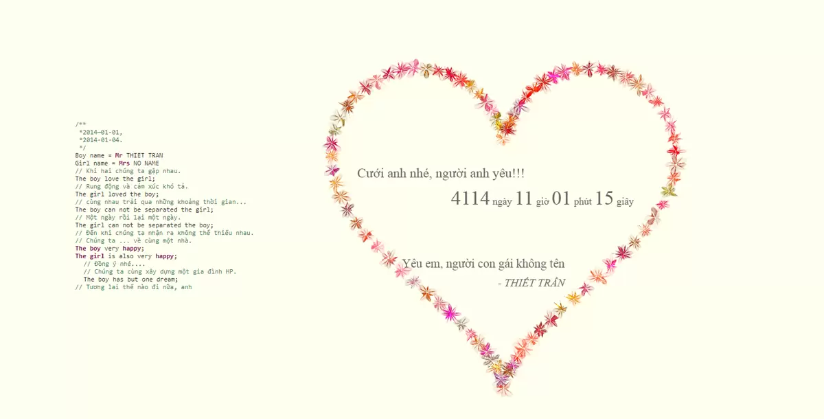 Share code tỏ tình dành cho IT, hiệu ứng trái tim