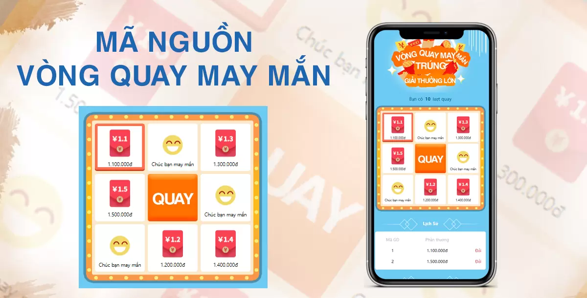 Share code vòng quay may mắn ô vuông