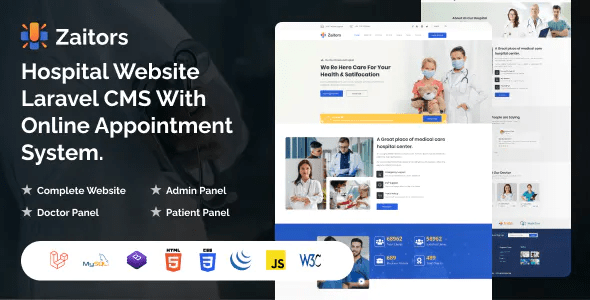 Source Code Zaitors – Appointment System, Video/Audio Calling, E-prescription. Hospital CMS Laravel. 2.6