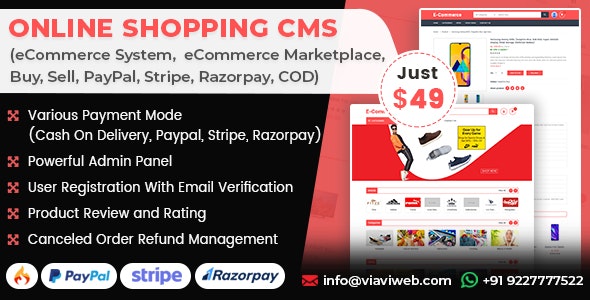 Source Code Online Shopping CMS (eCommerce System,  eCommerce Marketplace, Buy, Sell, PayPal, Stripe, COD)