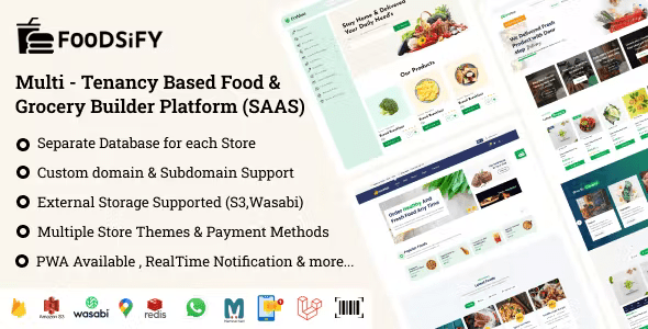 Source Code FOODSIFY – Multitenancy Based Food Grocery  E-commerce Builder Platform (SAAS)