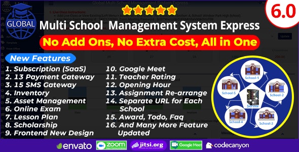 Source Code Global – Multi School Management System Express 6.0