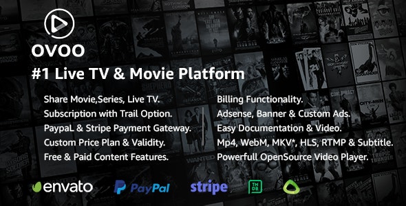 Source Code OVOO – Live TV & Movie Portal CMS with Membership System 3.3.3