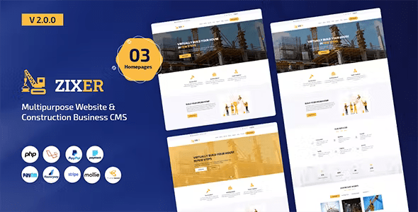 Source Code Zixer – Multipurpose Website & Construction Business Company CMS