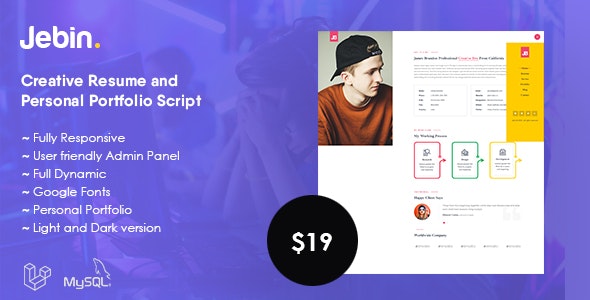 Source Code Jebin – Creative Resume Personal Portfolio Script