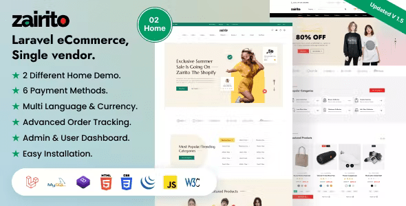 Source Code Zairito – Laravel eCommerce System | Single vendor 1.6