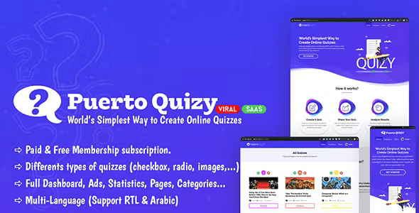 Source Code Puerto Quizy – Premium Quiz Builder Script SAAS