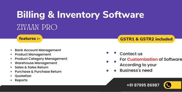 Source Code Zivaan PRO – Accounting | Inventory  (GST Compliance with GSTR1  GSTR2 Integrated) 2.3