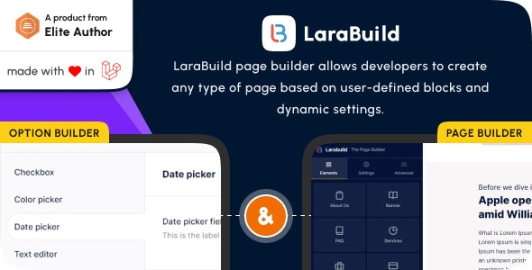 Source Code LaraBuild – Laravel Drag and Drop Page builder and Settings Builder Package