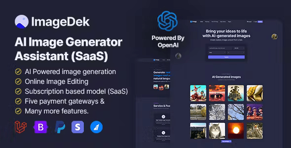 Source Code ImageDek – AI Image Generator Assistant (SaaS)