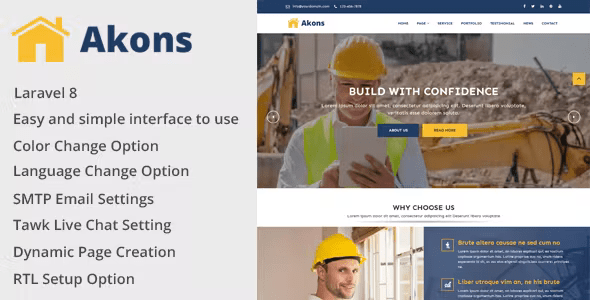 Source Code Akons – Building and Construction Website CMS 1.3