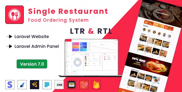 Source Code Single Restaurant – Laravel Website  Admin Panel