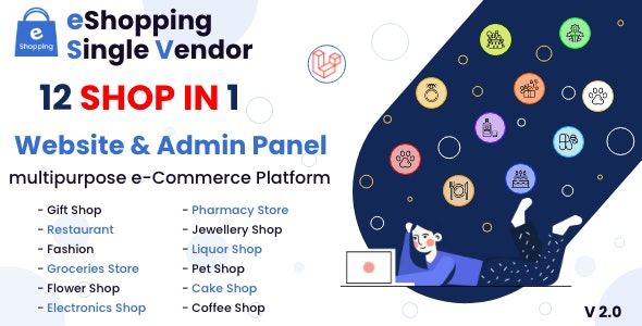 eShopping – Single Vendor Multi Purpose eCommerce System – Laravel Website