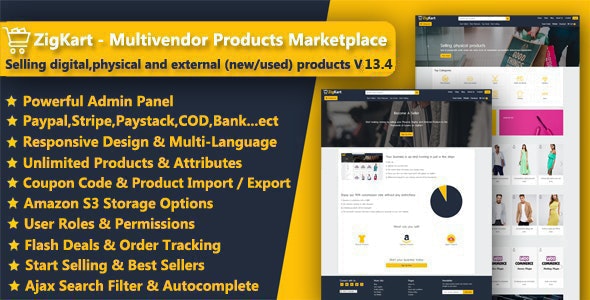 ZigKart – Single Vendor or Multi Vendor Products Marketplace