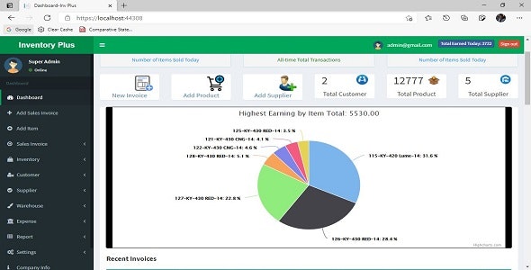 Inventory Plus(Inventory Management System) using .Net Core(3.1), C#, EF and AdminLTE