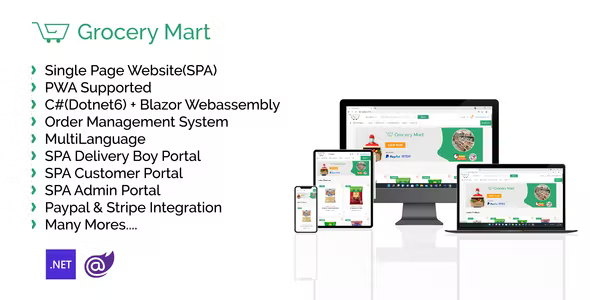 Source Code GroceryMart – (Grocery, Pharmacy, eCommerce, Store) Website / (Dotnet 6 BlazorWebassembly + SPA+PWA