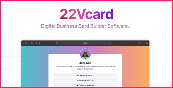 Source Code 22Vcard – Digital Business Card Builder (SAAS) [Regular License] 6.0.0