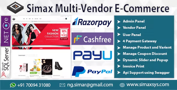Source Code Simax Multi-Vendor E-Commerce in Dot Net Core
