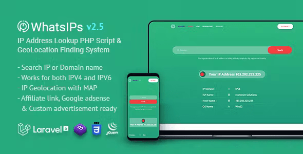Source Code WhatsIPs | IP Address Lookup PHP Script