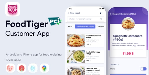 Source Code Client app – React Native Client Mobile app – FoodTiger