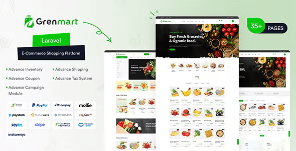 Source Code Grenmart – Organic & Grocery Laravel eCommerce