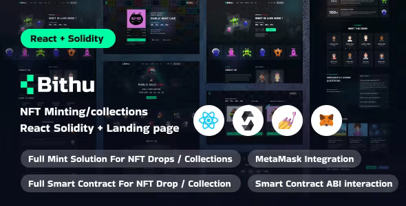 Source Code Bithu – NFT Minting/Collection with Smart Contract (React JS+Solidity)