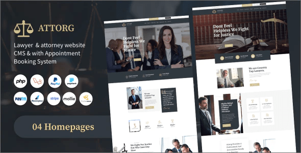 Source Code Attorg – lawyer & attorney website cms with Appointment Booking System PHP Scripts