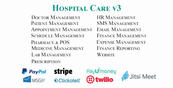 Source Code Hospital Care – Advanced Hospital / Clinic / Medical Center Management System v3