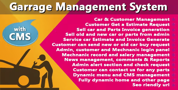 Source Code Garage or Workshop Management System With CMS