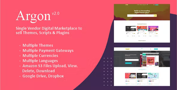 Source Code Argon – Single Vendor Digital Marketplace to sell Themes, Scripts & Plugins