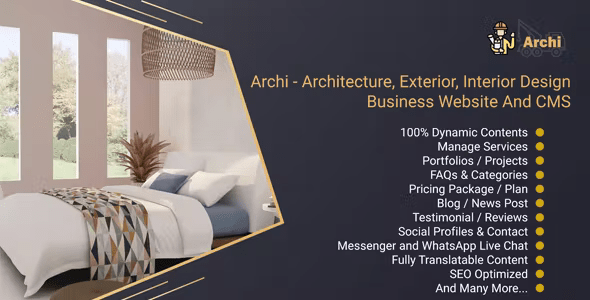 Source Code Archi – Architecture, Exterior, Interior Design Business Website And CMS