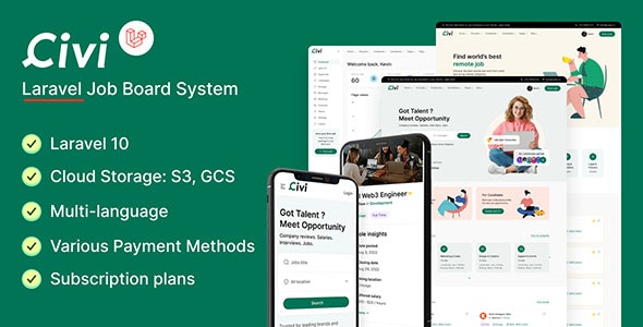 Share Code Civi – Theme for JobCore Laravel Job Board CMS