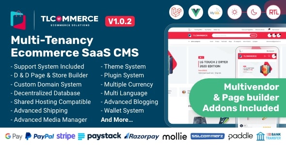 Share Code TLCommerce SaaS | Laravel  VueJS Powered Multi-Tenancy Ecommerce SaaS CMS [Extended License]