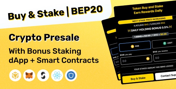 Share Code Buy  Stake | BEP20 Crypto Presale With Bonus Staking dApp + Smart Contracts