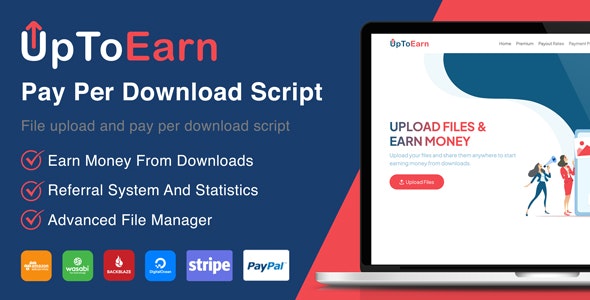 Share Code UpToEarn – File Upload And Pay Per Download Script (SAAS Ready) [Extended Version] + 2 Plugins Wasabi Cloud, Storj Cloud