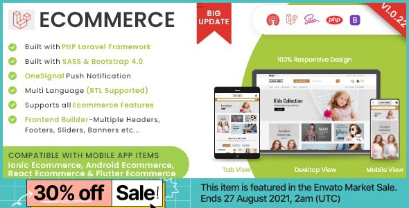 Laravel Ecommerce – Universal Ecommerce/Store Full Website with Themes and Advanced CMS/Admin Panel