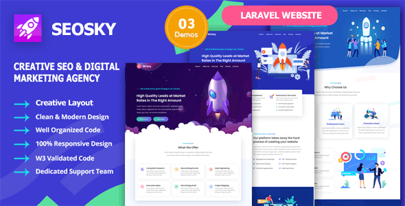 SEOsky – Laravel SEO & Digital Marketing Agency Website Script