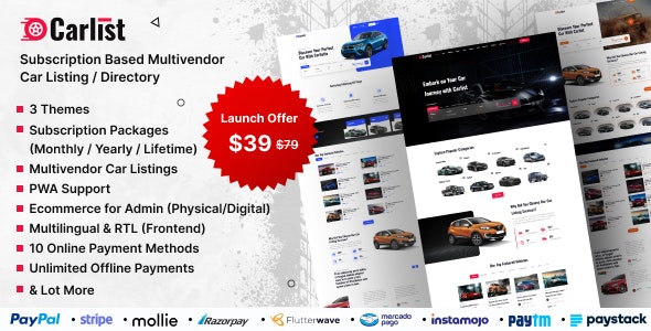 Share Code Carlist – Multivendor Car Listing / Dealer / Directory Website (Subscription Based)